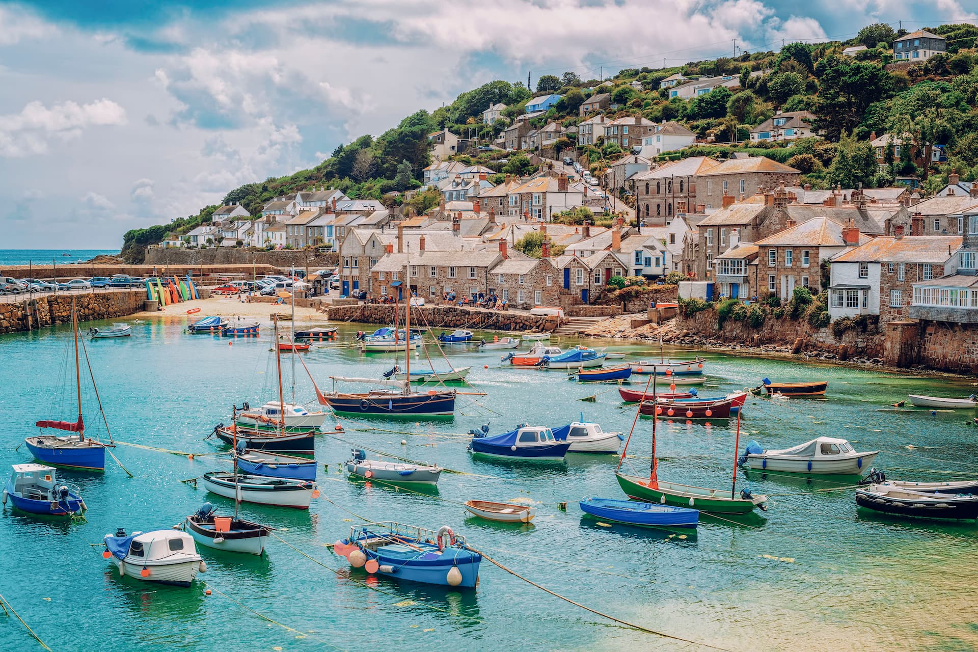 Boats in a harbour in Cornwall