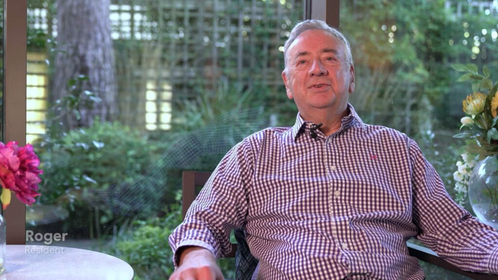 Roger, a resident in Woodlands, being interviewed.