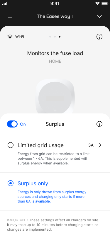 Screenshot aus der App, der die Equalizer-Einstellungen zeigt, nur mit Überschuss