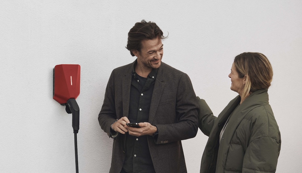 Couple using red charger