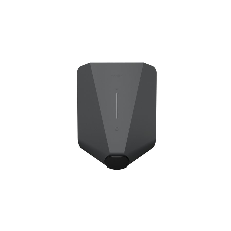 Gray electric car charger seen from the front