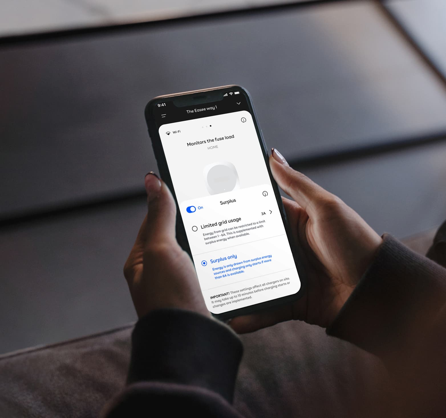 App interface with solar charging
