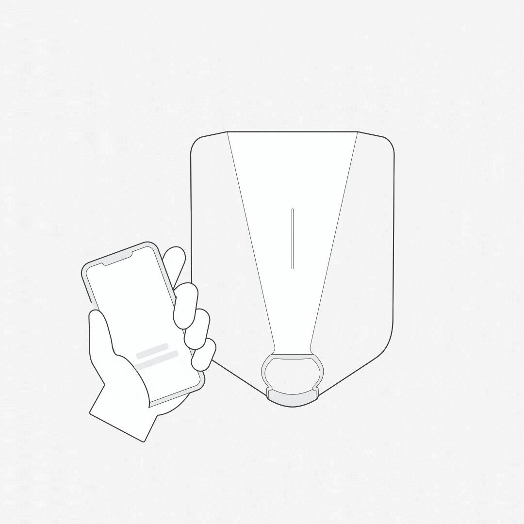 Animation of a charging box and a phone showing an error message to the user