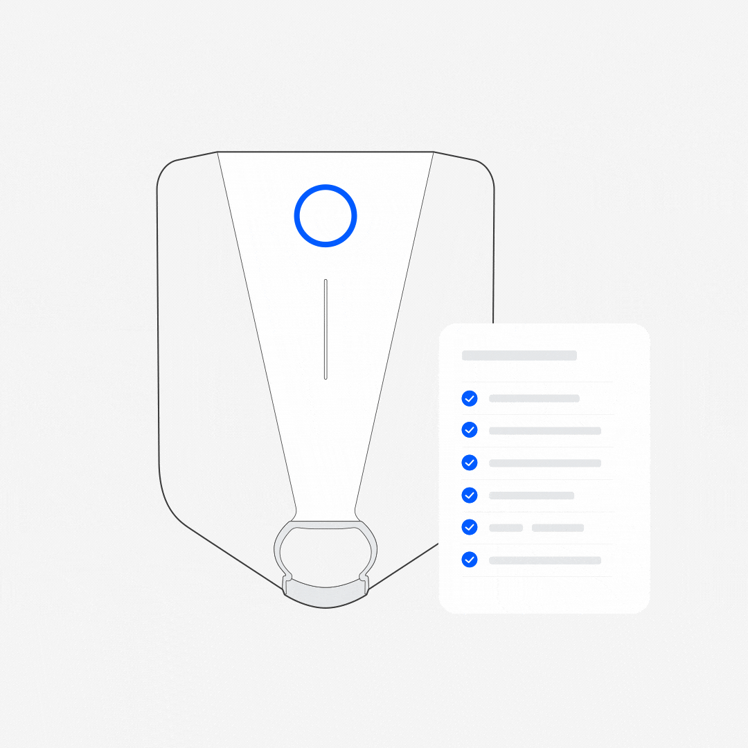 Animation of a charging box driving through a set of checkpoints