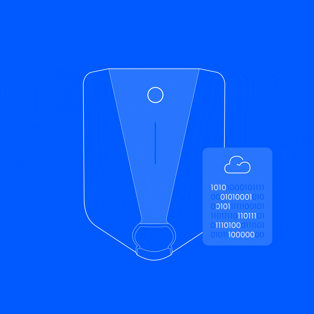 Animation of a charging box being updated from the cloud