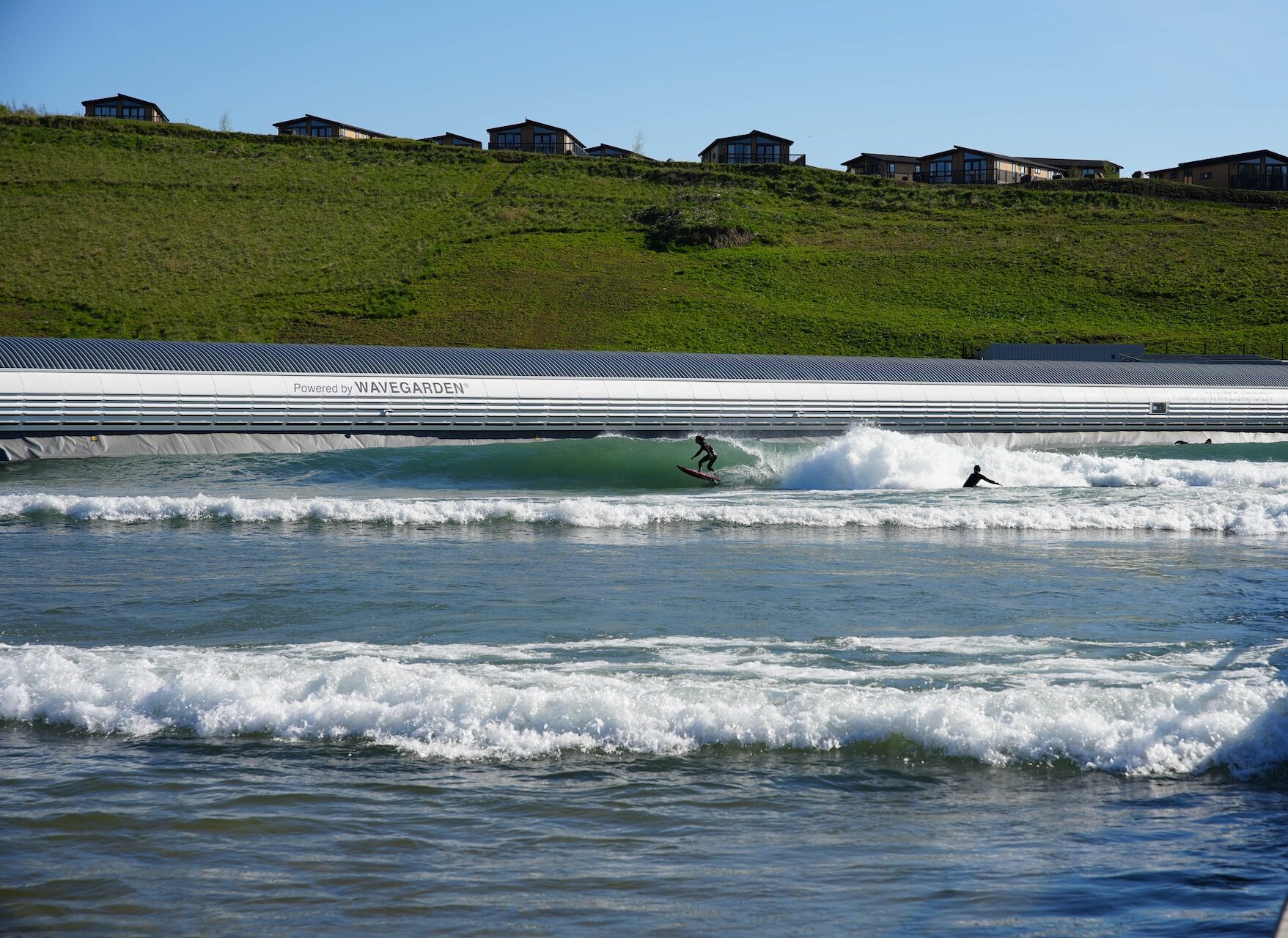 Man surfing at inland surf resort